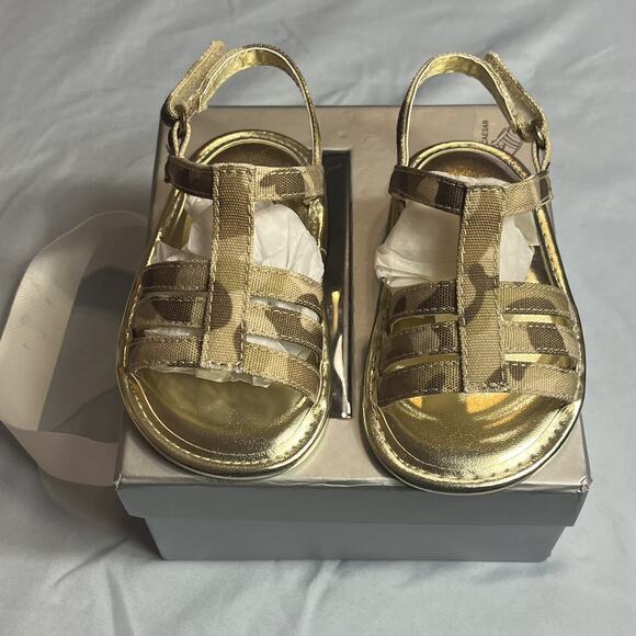 MY FIRST WEITZMANS STUART WEITZMAN Caesar Gold Baby Camo Sandals 4 (9-12M) W/Box - Picture 2 of 16